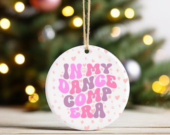 Décoration de danse en céramique, cadeau de danseuse de compétition rétro, cadeau de Noël rose, souvenir d'un ami, décoration de Noël, cadeau de danseuse de compétition