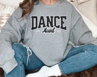 Sudadera de tía de baile, equipo de tía de baile orgulloso y ruidoso, regalo de tía de baile, cuello redondo de tía de baile comp, sudadera unisex de tía de baile deportivo