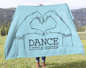 Manta personalizada para hermanita de baile, manta de baile personalizada, regalo para amigas de baile de competición, equipo de baile de competición, manta de felpa de terciopelo