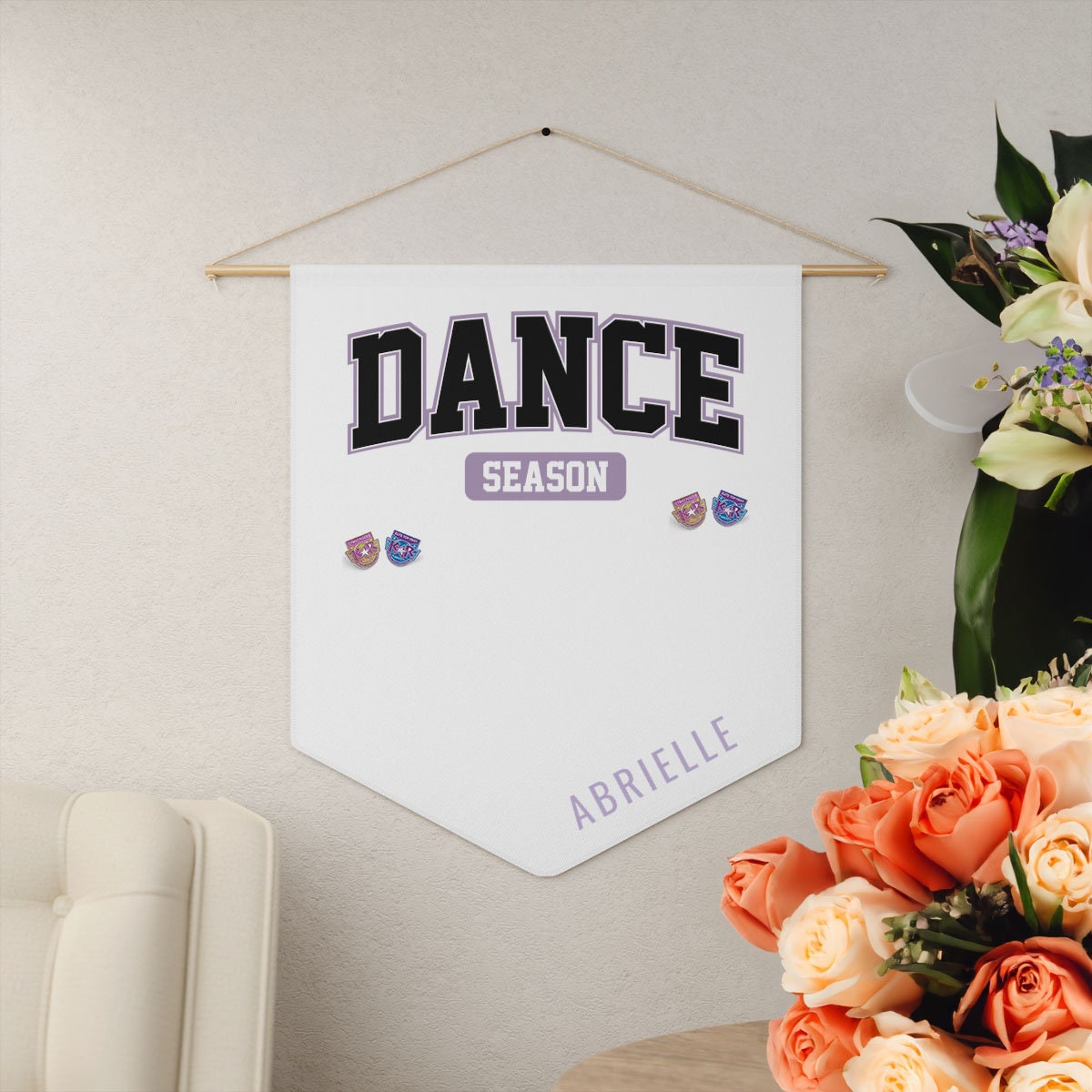Personalized Dance Pin Pennant Banner, Custom Pin Collection Display for Competitive Dancer, Competition Pin Room Decor, Comp Dancer Gift