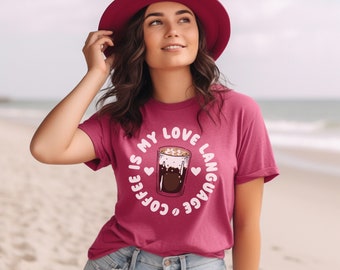 Coffee Is My Love Language Funny Valentine's Day Coffee Lover Shirt Unisex Jersey Short Sleeve Tee