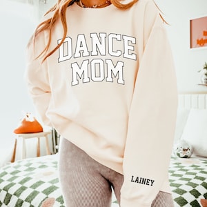 Custom Sleeve Dance Mom Gear, Sporty Comp Dance Mom Sweatshirt, Collegiate Competition Dance Mom Unisex Comfort Colors Lightweight Crewneck