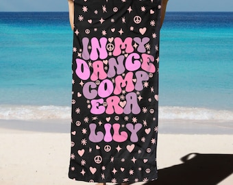 Personalized Name Towel, Custom Beach Towel, Custom Summer Towel Gift, Dance Nationals & Recital Gift, Custom Name Dance Leap Pool Towel