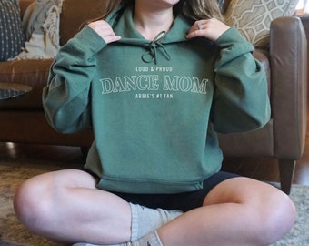 Custom Dance Mom Hoodie Sweatshirt, Loud & Proud Dance Mom Collegiate, Personalized #1 Fan Gear, Mom Unisex Heavy Blend™ Hooded Sweatshirt