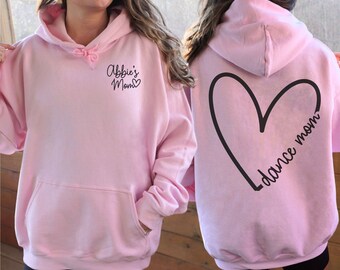 Custom Dance Mom Hoodie, Trendy Dance Mom Heart Sweatshirt, Personalized Sweatshirt Gift for Dance Mom Unisex Heavy Blend™ Hooded Sweatshirt