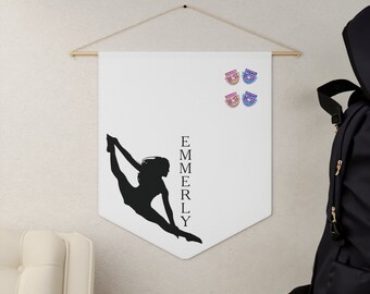 Bannière de fanion avec nom personnalisé pour danseur de compétition, présentoir de collection de récompenses pour danseur de compétition, décoration de salle de danse personnalisée