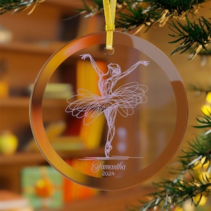Custom Name Ballerina Glass Ornament, Personalized Dancer Present, Christmas Gift, Competitive Dancer Keepsake, Holiday Ornament, Dance Era
