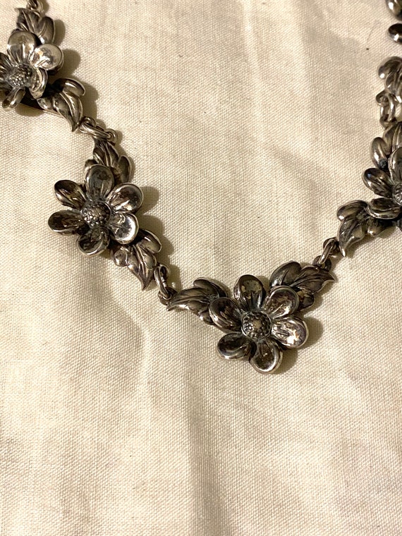 Vtg Danecraft Sterling Floral Daisy Necklace