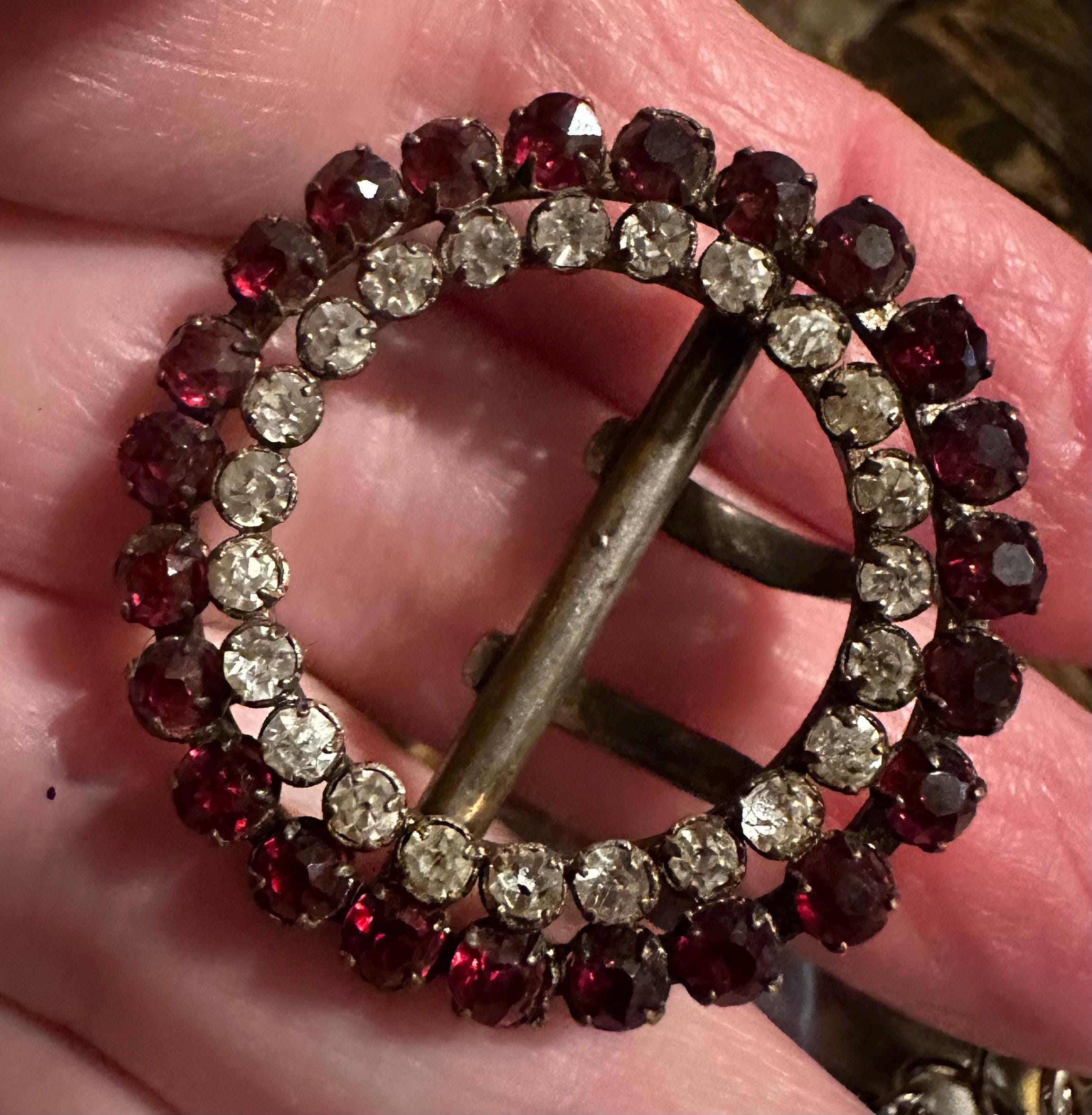Victorian Buckle W/ Red & Clear Paste Stones - Etsy New Zealand display picture 3