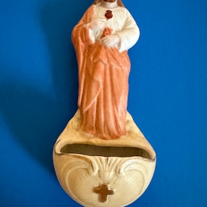 Vintage Bisque Holy Water Font Jesus Made in Germany