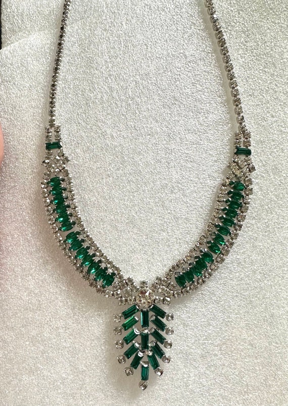 Vintage Kramer Green & Clear Rhinestone Choker Necklace - Etsy