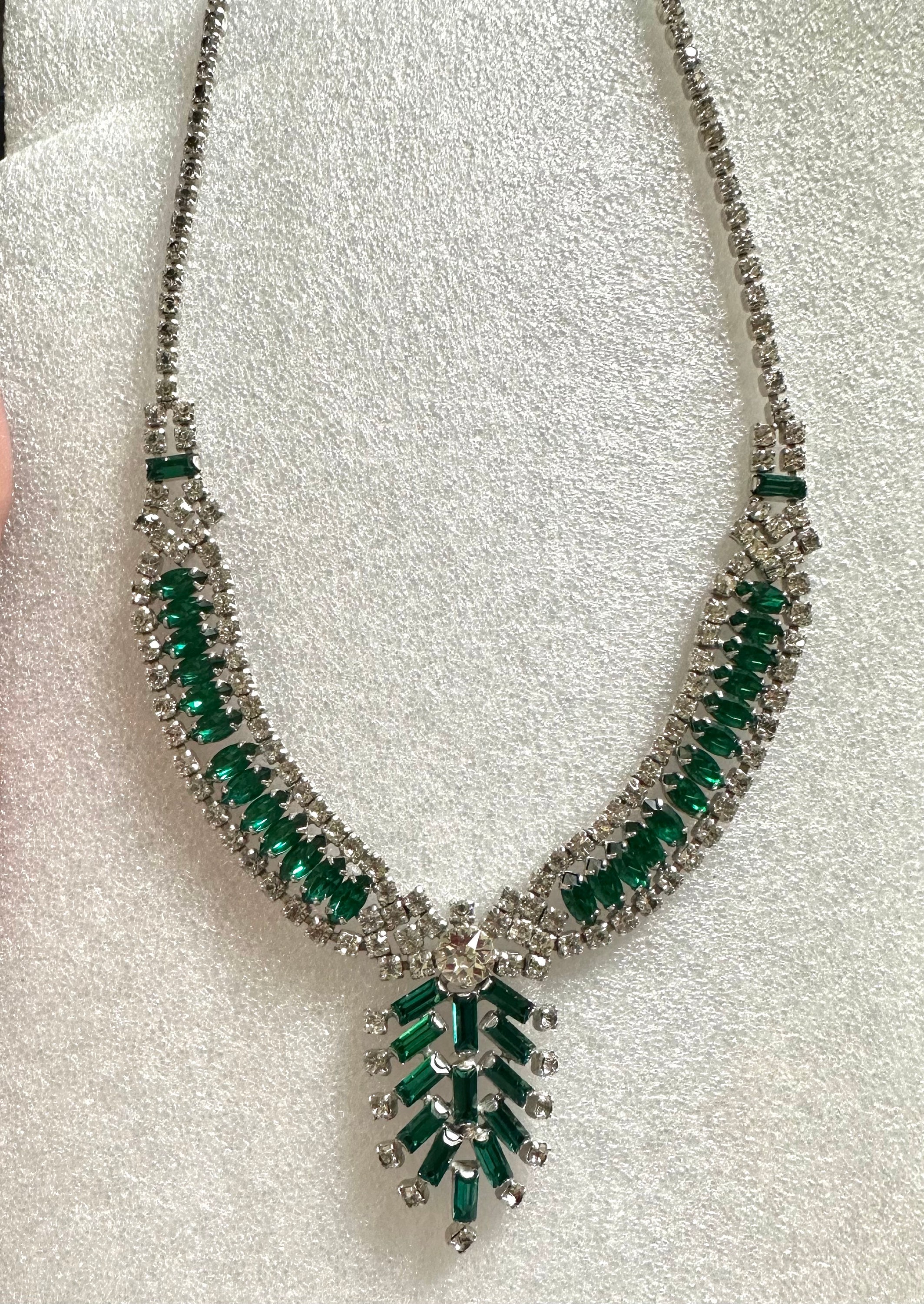 Vintage Kramer Green & Clear Rhinestone Choker Necklace - Etsy
