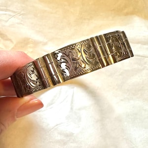 Antique 900 Silver Etched Engraved Bangle Bracelet