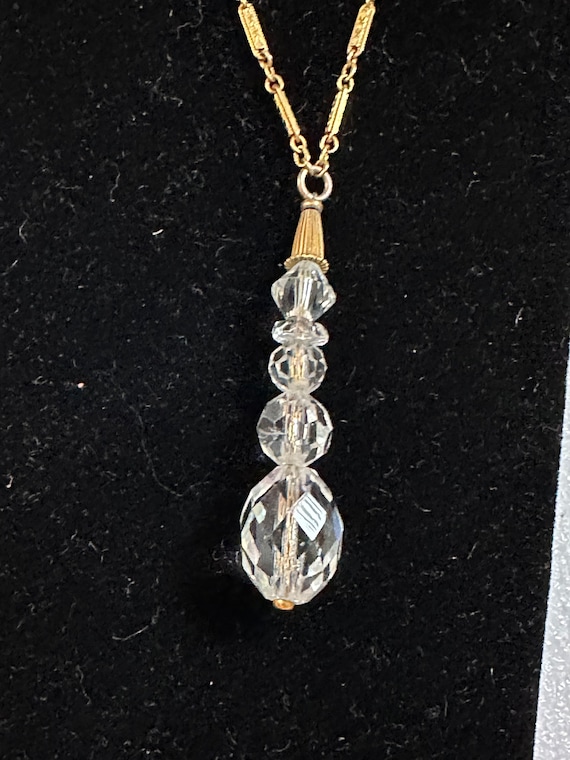 Art Deco Gold Filled Rock Crystal Necklace & Earr… - image 2