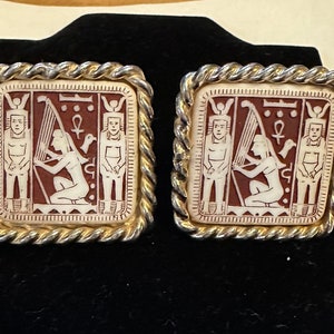Vintage MCM Egyptian Revival Glass Cuff Links