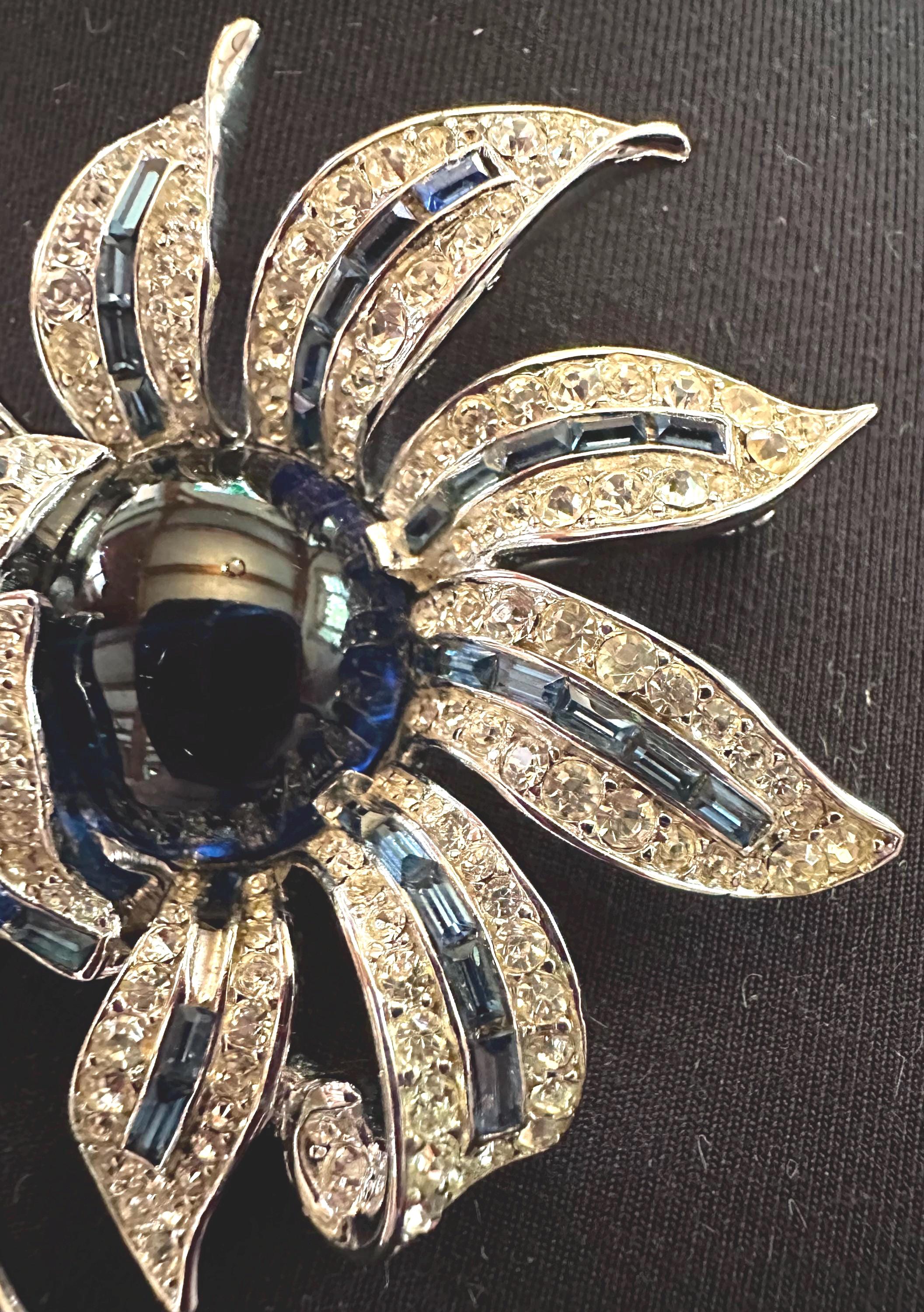 Trifari Flower Brooch Blue Jelly Belly - Etsy