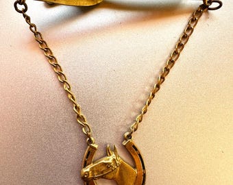 Vintage Hickok Tie Clip Equestrian Horse Shoe Western