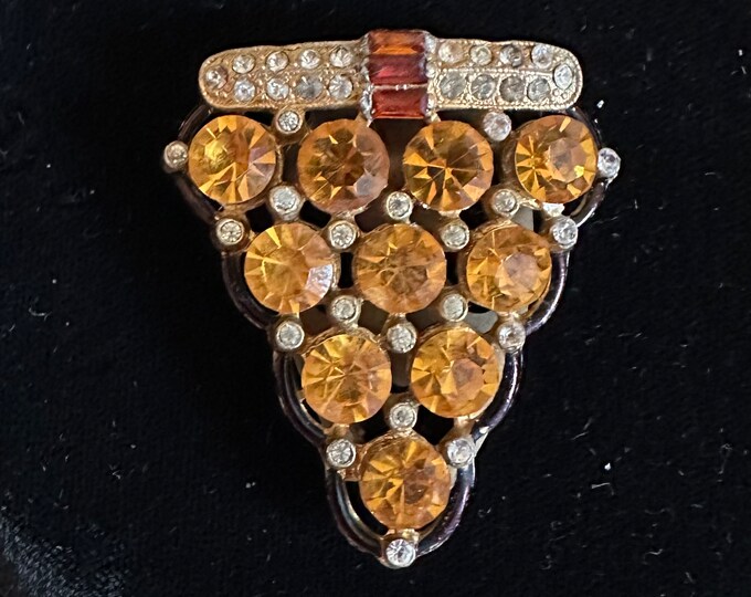 Art Deco Citrine Rhinestone Dress Clip - Etsy