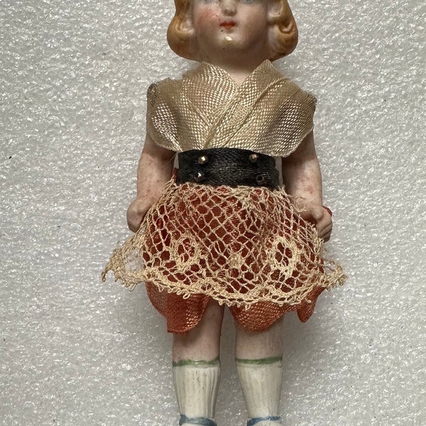 Antique German 3.5” Bisque Doll for Dollhouse