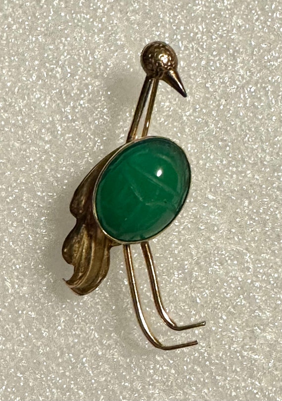 Vintage Bal-Ron 12k GF Scarab Ostrich Bird pin