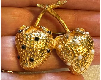 Vintage Hattie Carnegie Double Strawberry Pin