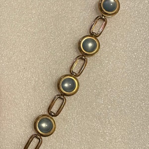 Bracelet Krementz vintage, incrustation d'or et pierre de lune MCM image 1