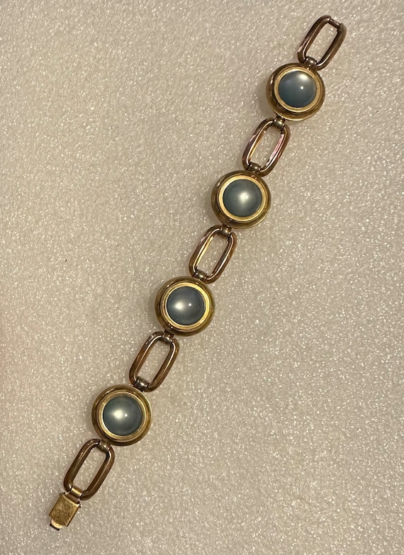 Vintage Krementz Bracelet Gold Overlay & Moonstone