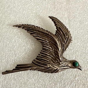 Vintage Mexico Sterling Silver Bird pin Turquoise Eye