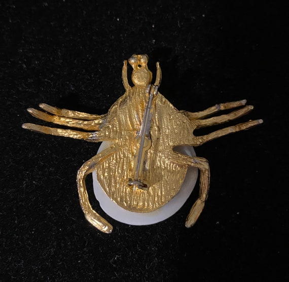 Vintage Gold tone & Mother of Pearl Spider Pin - image 2