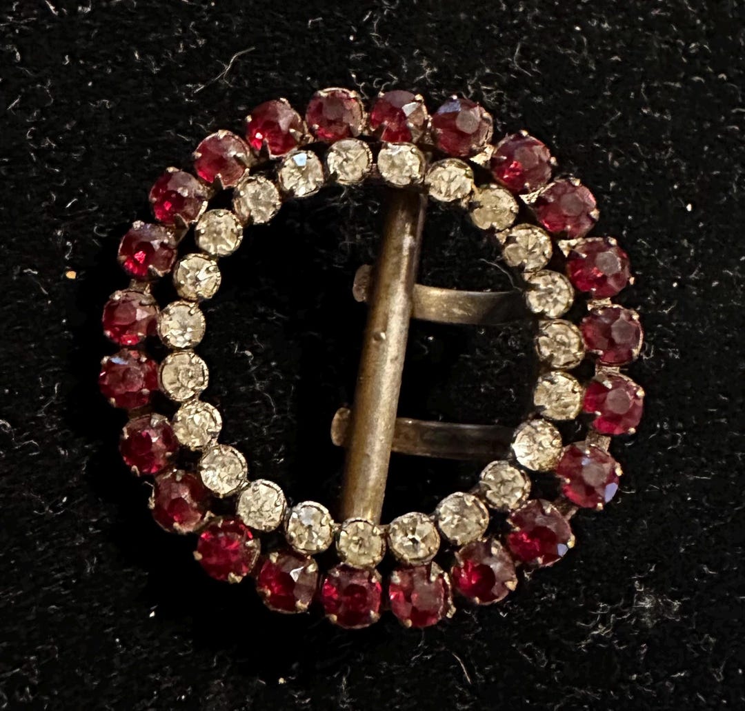 Victorian Buckle W/ Red & Clear Paste Stones - Etsy Ireland