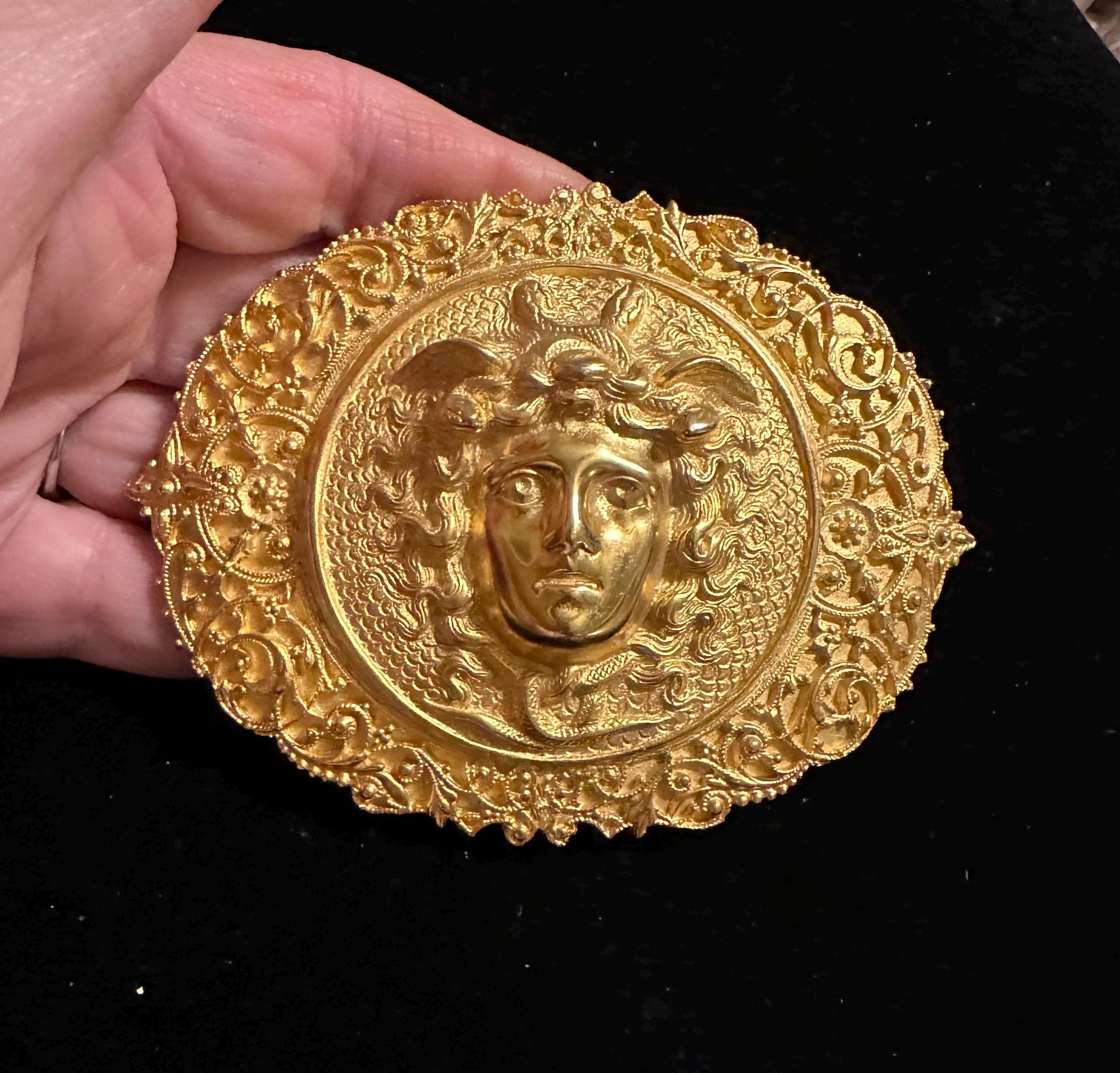 Handcrafted Medusa repurpose brass belt buckle Vintage Medusa PEWTER Belt Buckle Art Nouveau Deco Style  main image 3