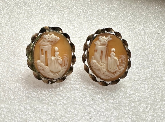 Victorian Cameo Earrings Rebecca at the Well Conv… - image 1