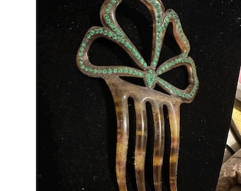 Peineta de celuloide y diamantes de imitación estilo Art Déco