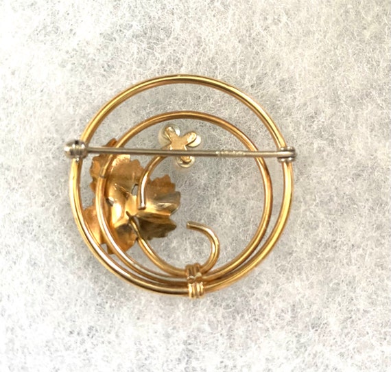 Vintage Krementz Gold Overlay Circle Pin w/ Pearls - image 2