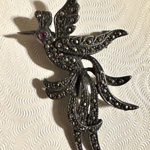 Vintage Sterling Silver & Marcasite Bird of Paradise Pin