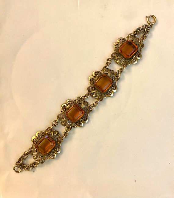 Antique Art Deco Amber Jewel Bracelet 1910 - image 3