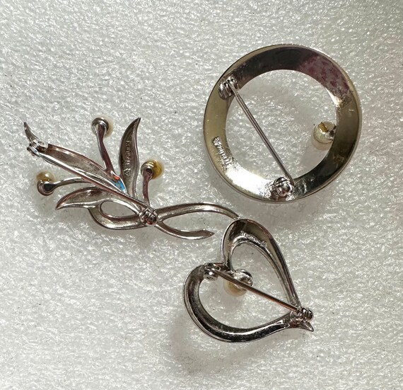 3 pc Brooch Lot Sterling Silver & Cultured Pearl … - image 2