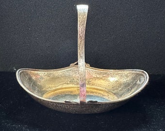 Art Deco Hammered Sterling Silver Candy Dish Basket