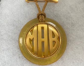 Art Deco Bakelite & Metal Monogram Initial Pin
