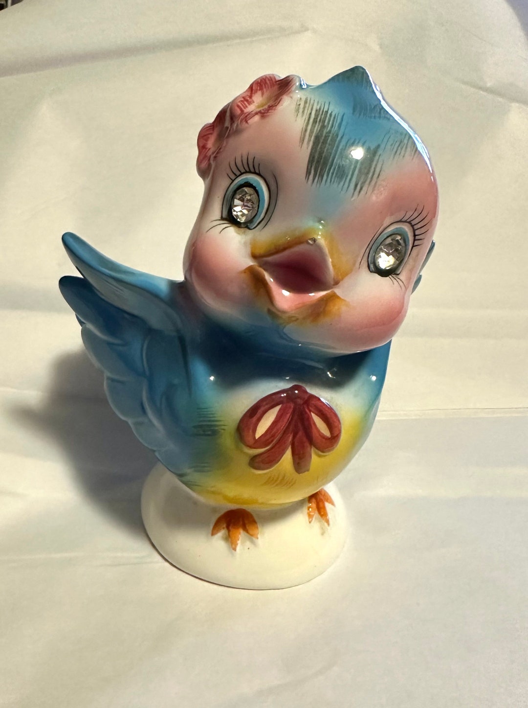 Vintage Geo Z Lefton Bluebird Bank Rhinestone Eyes - Etsy