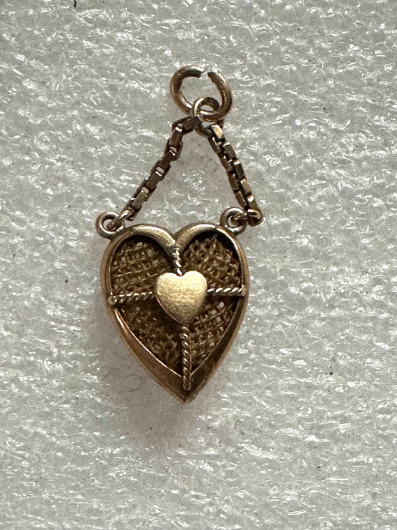 Antique Victorian Mourning Hair Jewelry 14k Heart 