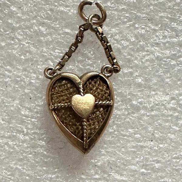 Antique Victorian Mourning Hair Jewelry 14k Heart Pendant Charm