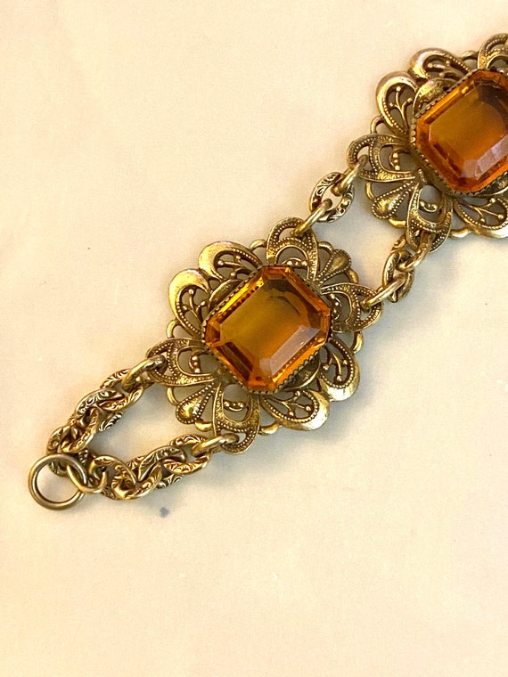 Antique Art Deco Amber Jewel Bracelet 1910 - image 2