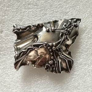 Vicky Thaler Sterling Silver Brutalist Pin Brooch