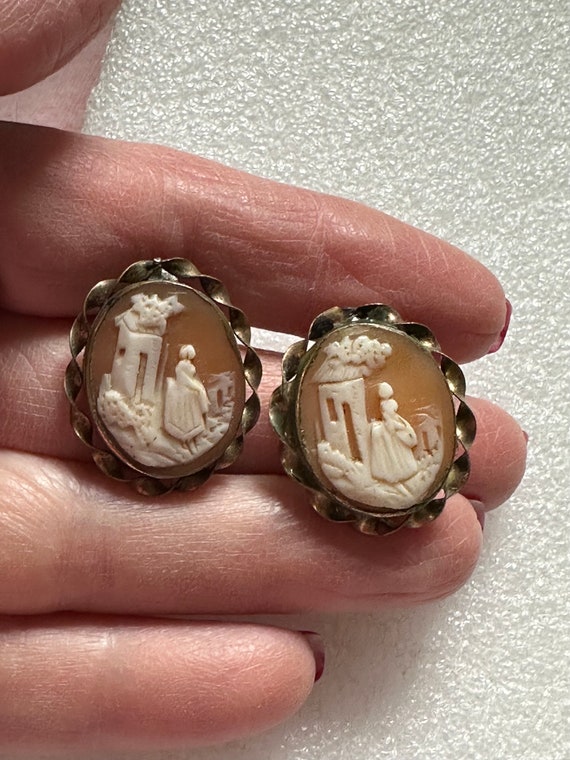 Victorian Cameo Earrings Rebecca at the Well Conv… - image 2