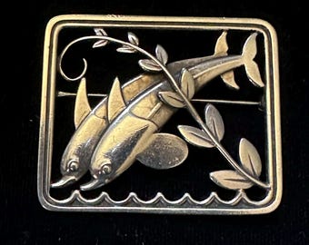 Georg Jensen “JUMPING DOLPHINS” Brooch #251 Sterling Arno Malinowski