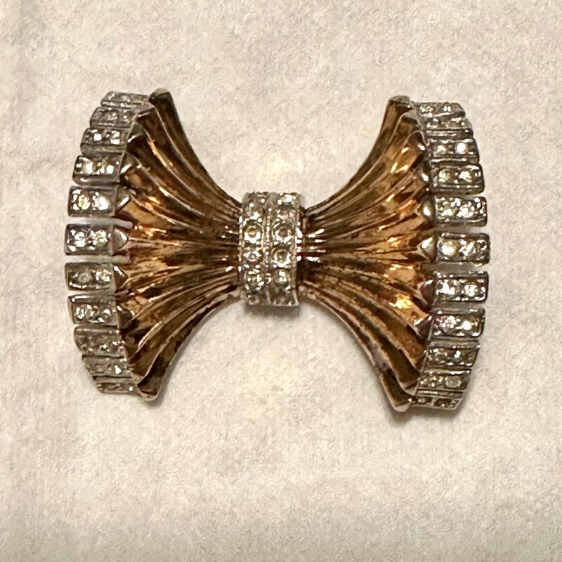 Vintage 1940s Art Deco Bow Rhinestone Bracelet