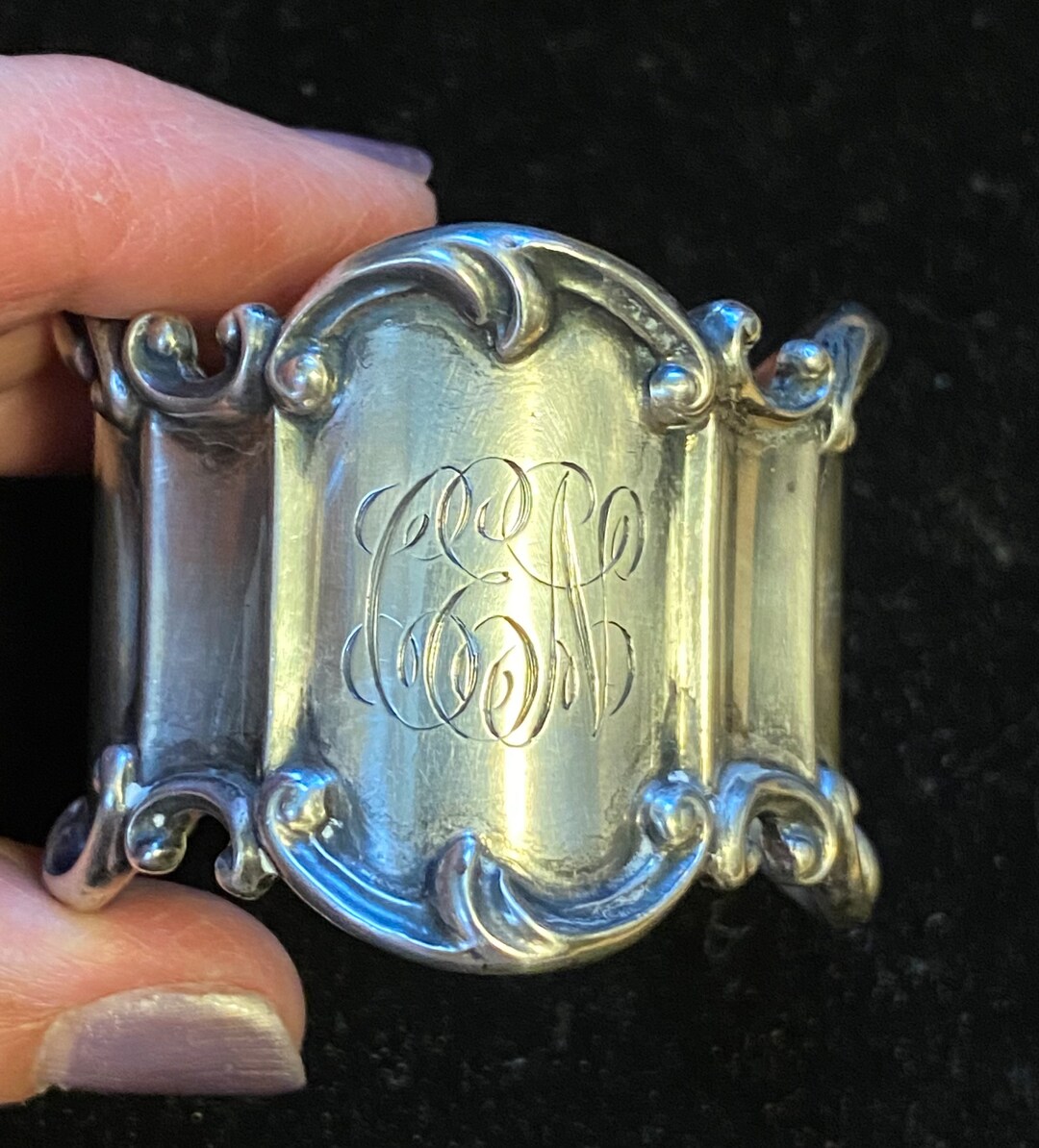 Antique Towle Sterling Silver Napkin Ring Fancy Monogram Etsy