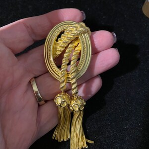 Vintage Christian Dior Rope & Tassel Gold Tone Pin Brooch image 4