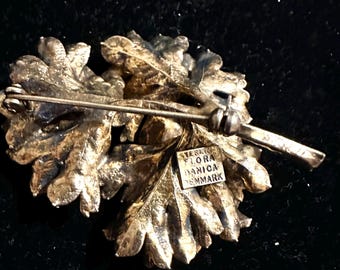 Flora Danica Denmark Curly Leaf Sterling Silver Gold Wash Pin - Etsy